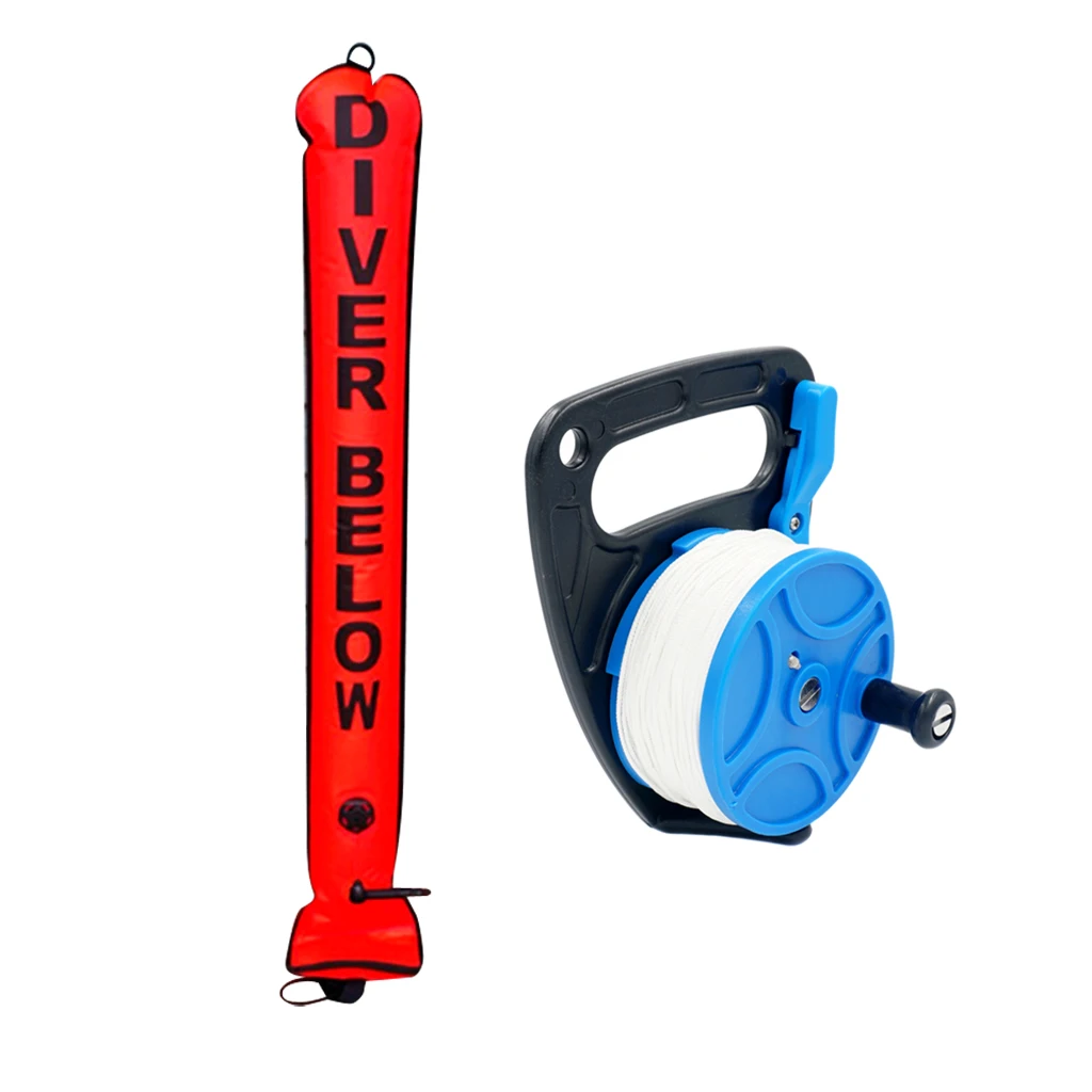 Premium 4FT Surface Marker Buoy SMB Signal Tube with Dive Cave Reel for Underwater Scuba Diving Snorkeling