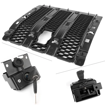 

For Jeep Wrangler JL 2018 Hood Lock Catch Cover Kit w/ Key Black Car Accessories Parts