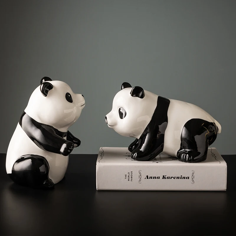 

Simple Art Ceramic Panda Ornaments Modern Living Room Office Craft Furnishings Modern Home Decoration Accessories Birthday Gifts