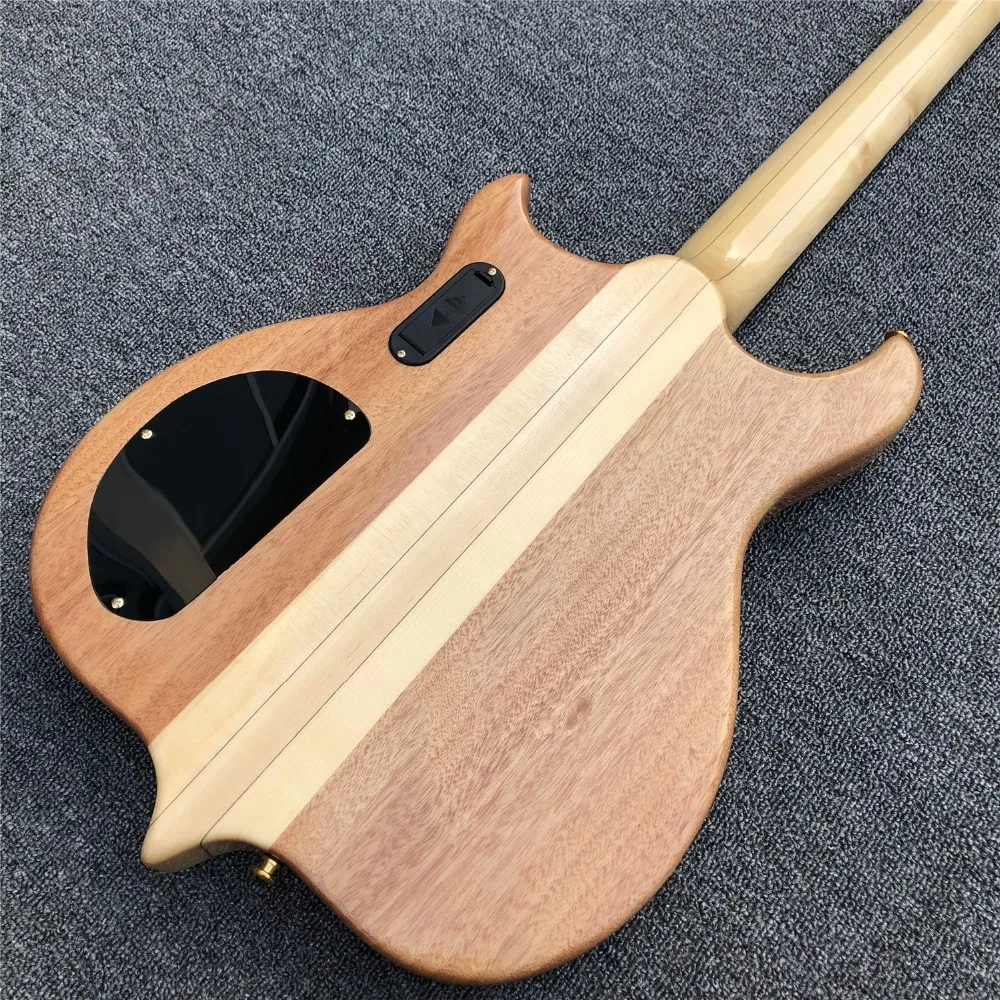 Burst Maple top 4 струны бас гитара, шеи через тело, черное дерево гриф активные звукосниматели электрический бас, реальные фотографии
