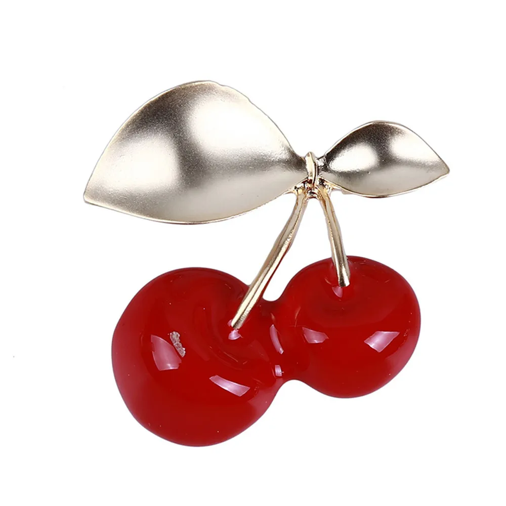Ellenmar Женская мода Вишня Брошь булавка фруктовый лист значок ювелирные изделия