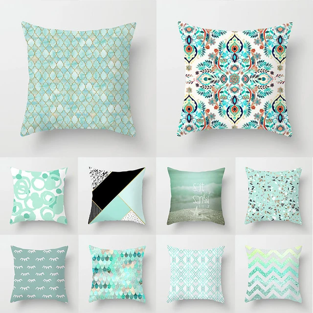 Designer Blue or Green Pillow Cover / Aqua Pillow / Blue Throw Pillow /  Boho Decorative Pillows / Light blue Cushion Cover