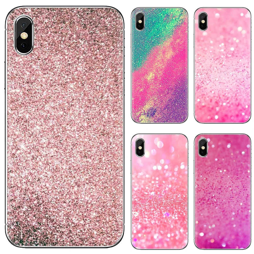 For Samsung Galaxy S10E S20 FE Note 10 20 Edge Lite Plus Ultra Alpha Core Prime Soft Cases Cover Pink And Silver Glitter Sparkle | Мобильные
