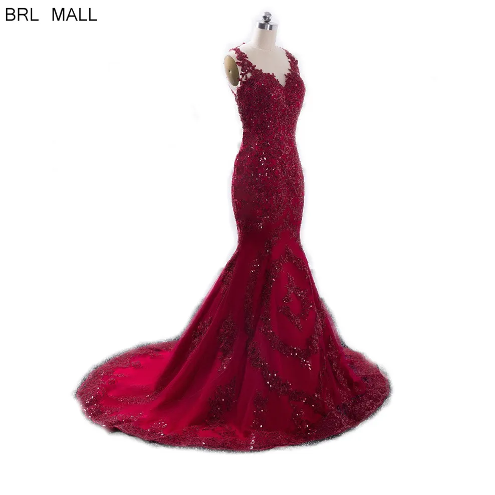 Robes de soireue, Красные кружевные вечерние платья русалки, Аппликация из бисера, официальное платье для выпускного вечера, платья для вечеринки с открытой спиной, vestido de fiesta