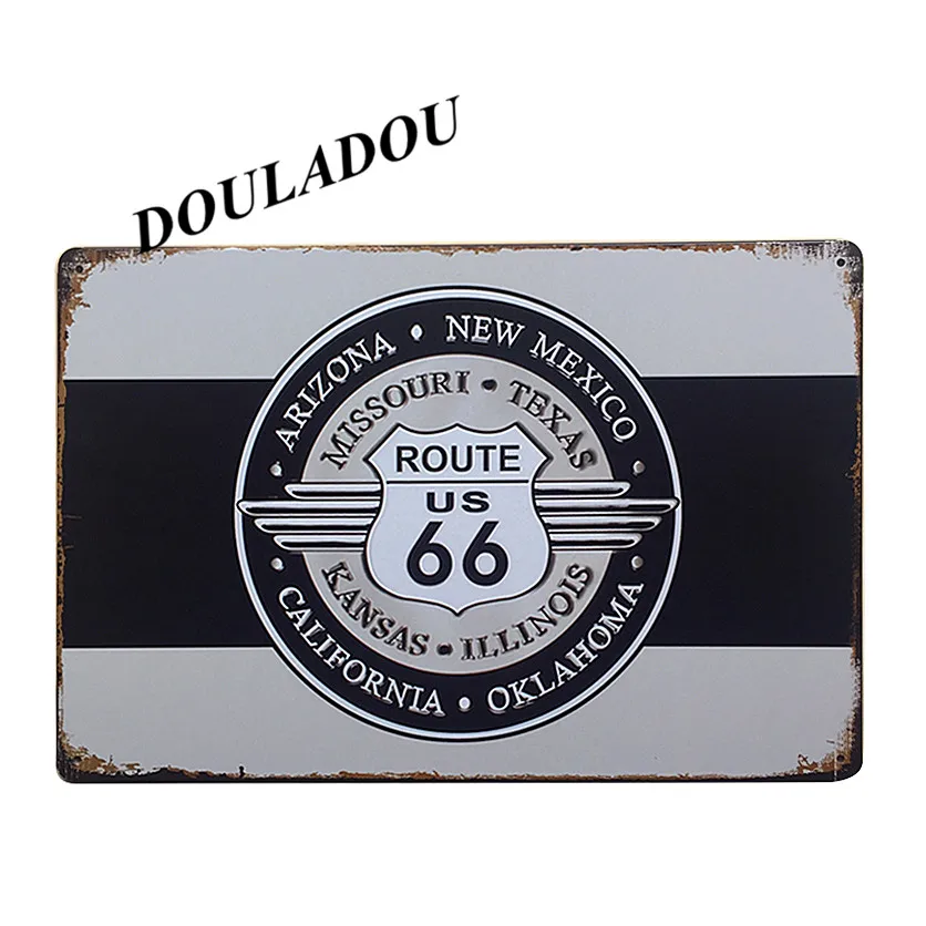 [Douladou] Hot Road, старинная металлическая жестяная вывеска 66, Ретро Авто табличка, плакат, бар, паб, гараж, домашняя тарелка, украшение стены 30*20 см - Цвет: 22