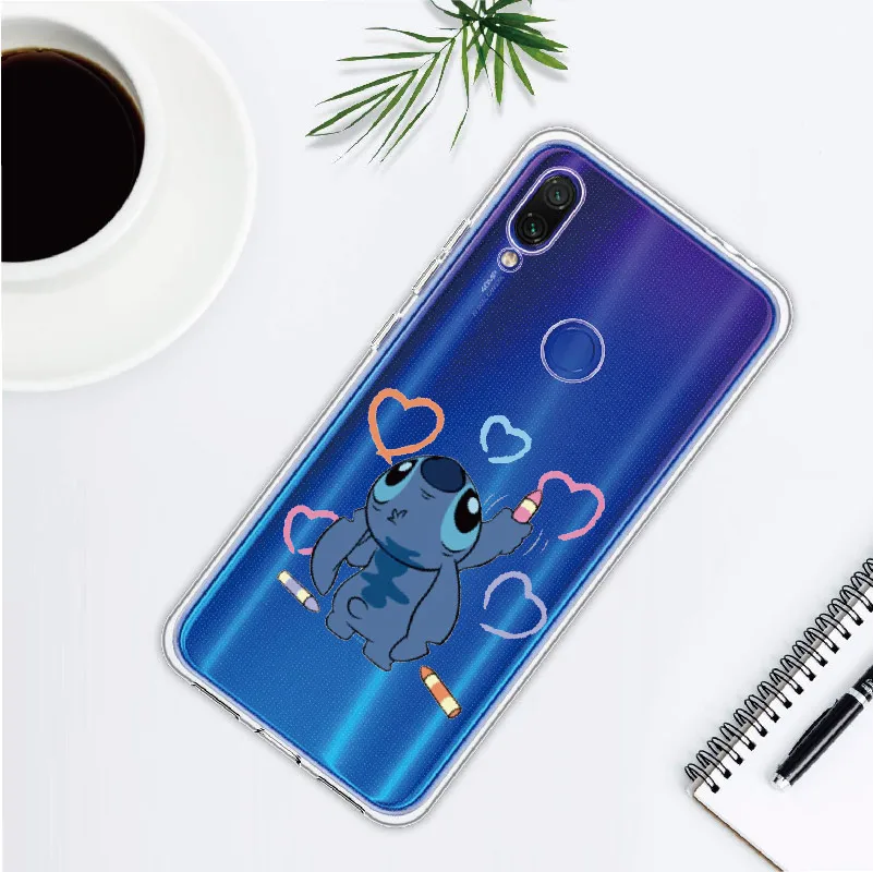 Милый Стич мультфильм любовника для Xiaomi mi Red mi Note 5, 6, 7, 8, 9, lite Pro Plus мягкий TPU Crystal тонкий защитный прозрачный чехол