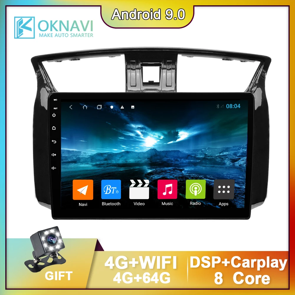 

OKNAVI DSP Car Radio For Nissan Sentra Autoradio 10 Inch Android 9.0 Video Player GPS Track Navigation 4G+WiFi 2 Din Bluetooth