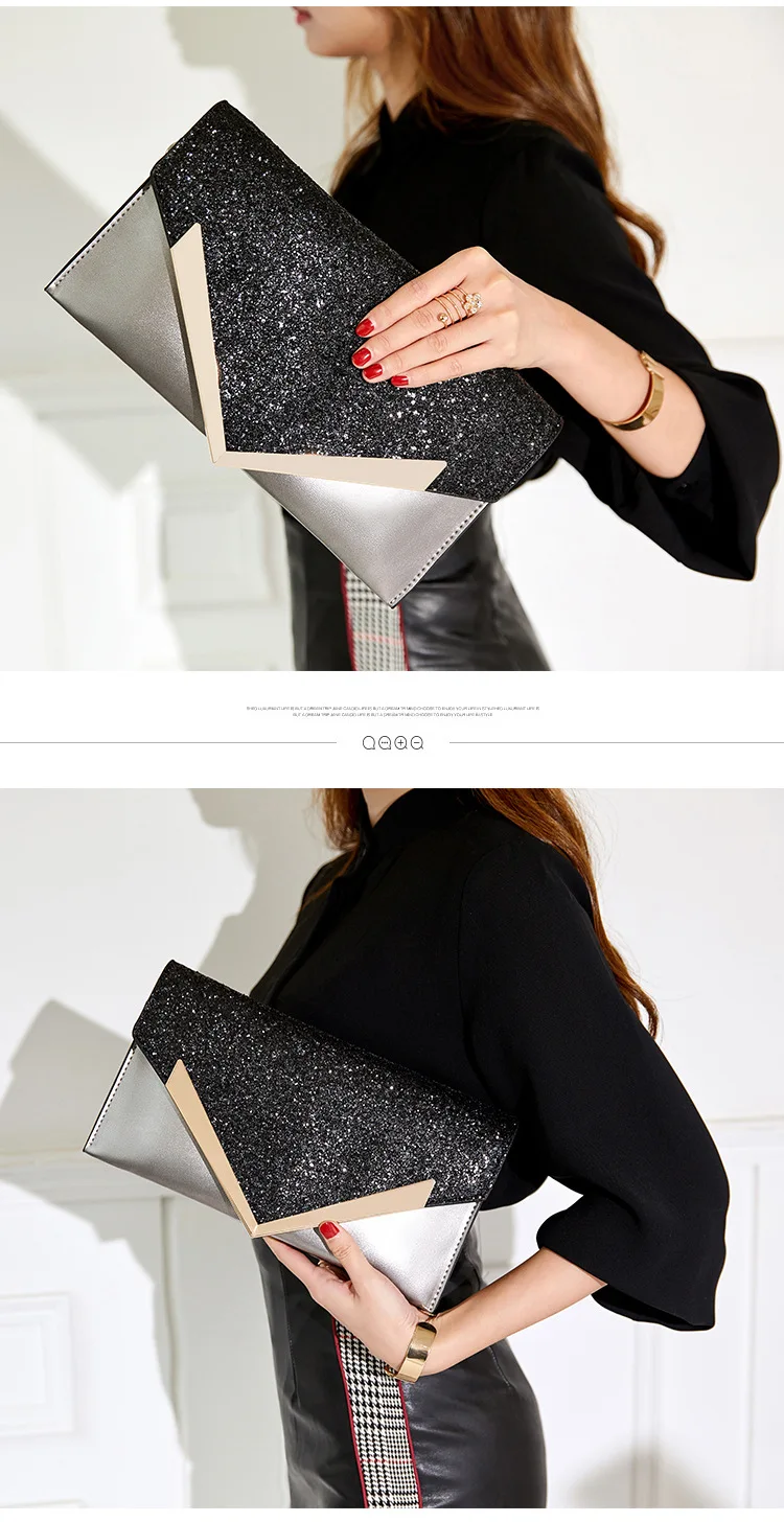 New Korean Lady Handbag Sequin Envelope One Shoulder Diagonal Cross Women Fashion Handbag