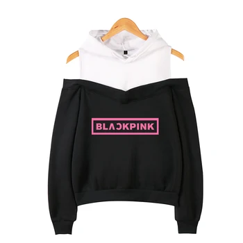 

New Korean Fashion Blackpink Kpop Sweatshirt Women Long Sleeve Off Shoulder Kawaii Clothes Tops Pullovers Streetwear Hoodie