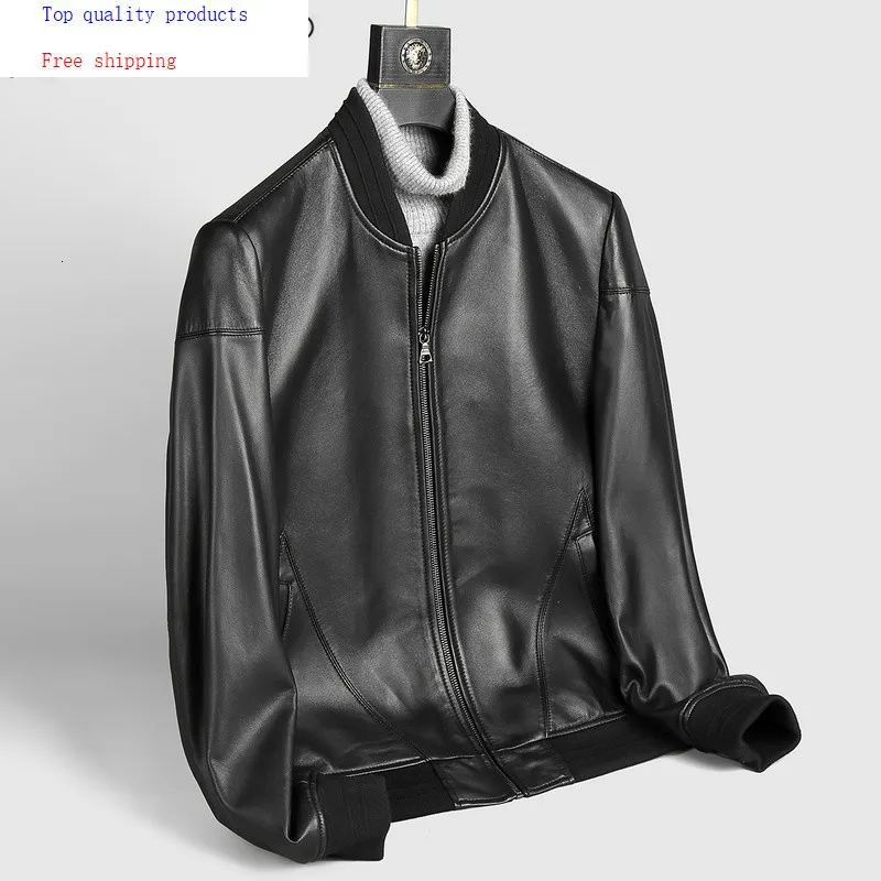 

AYUNUSE Men's Genuine Leather Jacket 2020 100% Sheepskin Leather Coat Motorcycle Bomber Jacket Casual Slim Fit P-1-F13 KJ3512