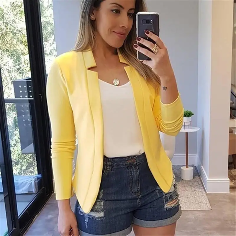 5XL Spring Women Slim Blazer Coat Plus Size Casual Jacket Long Sleeve Business Suit Office Lady Blazers Work Wear Top Fashion