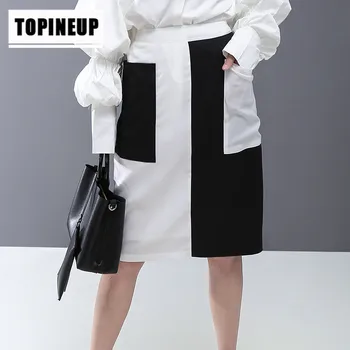 

Women's Elegant Fashion high waist Color matching bag hip skirt chic women skirts
