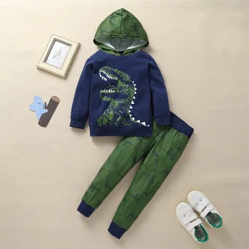 

Children Clothes Dinosaur Printed Hooded Top+Pants Tracksuit For Boys Spring Autumn Kids Outfits Cartoon Boy Clothing Suit 2pcs