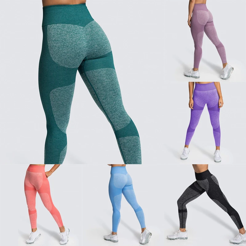 Женские штаны для йоги с высокой талией дышащие тянущиеся бесшовные леггинсы пуш