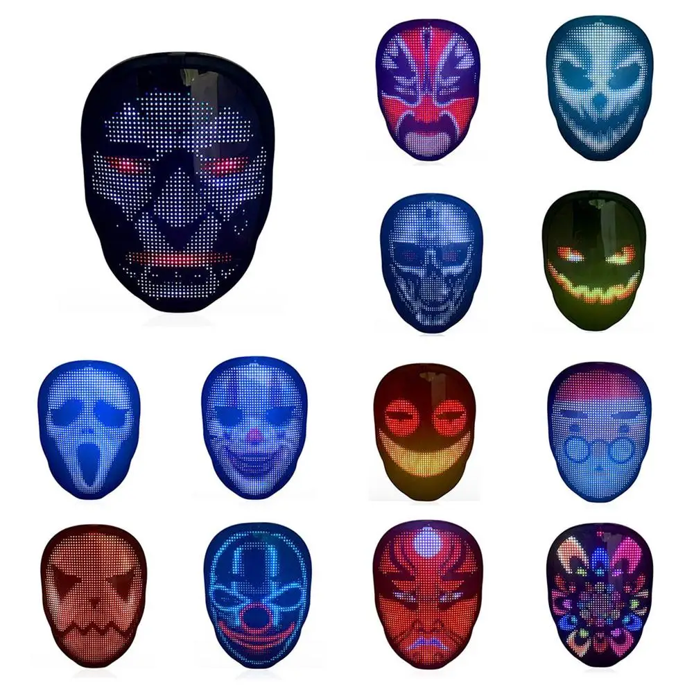 RGB Led Face Mask With Bluetooth App Luminous Shining Light Up For Costume Cosplay Halloween Christmas Party Masquerade | Дом и сад