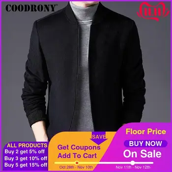 

COODRONY Men Coat Winter Thick Warm Wool Coat Men Clothes 2018 Slim Fit Pea Coat Mandarin Collar Jacket Overcoat Mens Coats C004