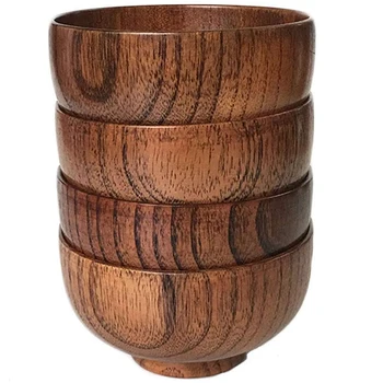 

AFBC Jujube Japanese-Style Wooden Bowl Wooden Rice Bowl Noodle Bowl Solid Wood Bowl, Diameter 4.5 Inches By 2-5 / 8 Inches, for