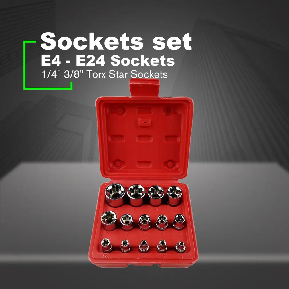 14 шт./компл. женский E Тип бит гаечный ключ головка E4-E24 1/" 3/8" Torx звезда рукав набор авто ремонт ручные инструменты