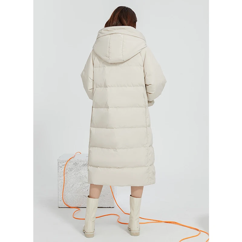Fitaylor Winter Hooded Puff Sleeve Long Jacket