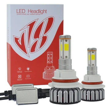 

2Pcs V18 4 Face 8000Lm Csp Car Headlight 60W/360 Degree No Dead Angle Lighting Lamp 3 Kinds Of Lights Can Be Replaced 9004/Hb1