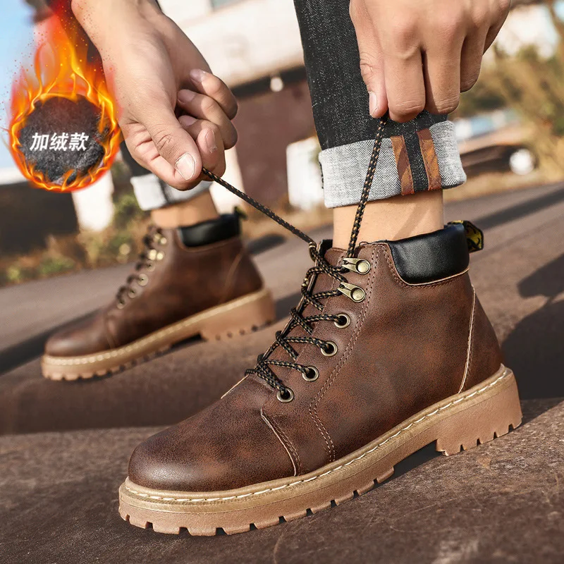

Winter Hight-top plus Velvet Martin Boots Men's New Style Trend Boots Autumn And Winter England Workwear MEN'S SHOES