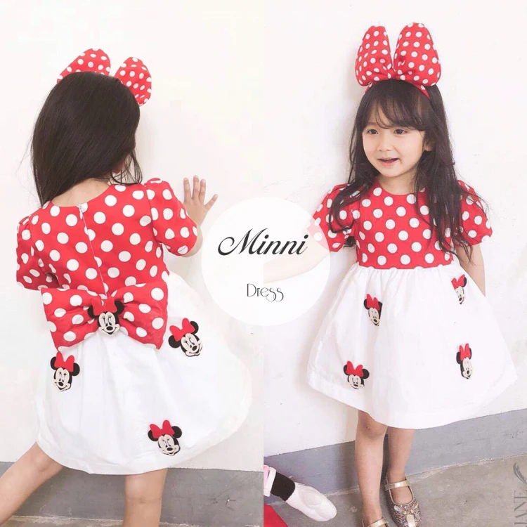 

Polka Dome Princess Dress 2019 Summer Knee-Length Layered Dress Children's Day Baby Baby Birthday Bow Puff Dress