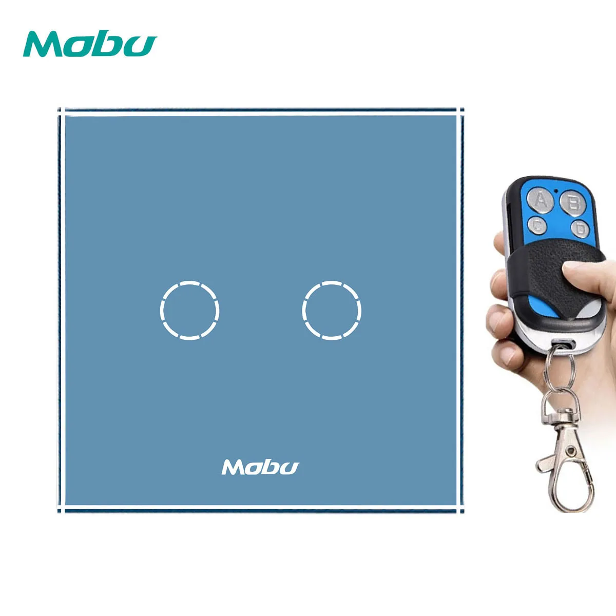Blue Y602A Mobu 2Gang 1-way пульт дистанционного управления переключатель, стандарт ЕС/Великобритании, настенный светильник сенсорный выключатель для дистанционного сенсорные выключатели - Цвет: Blue Y602A