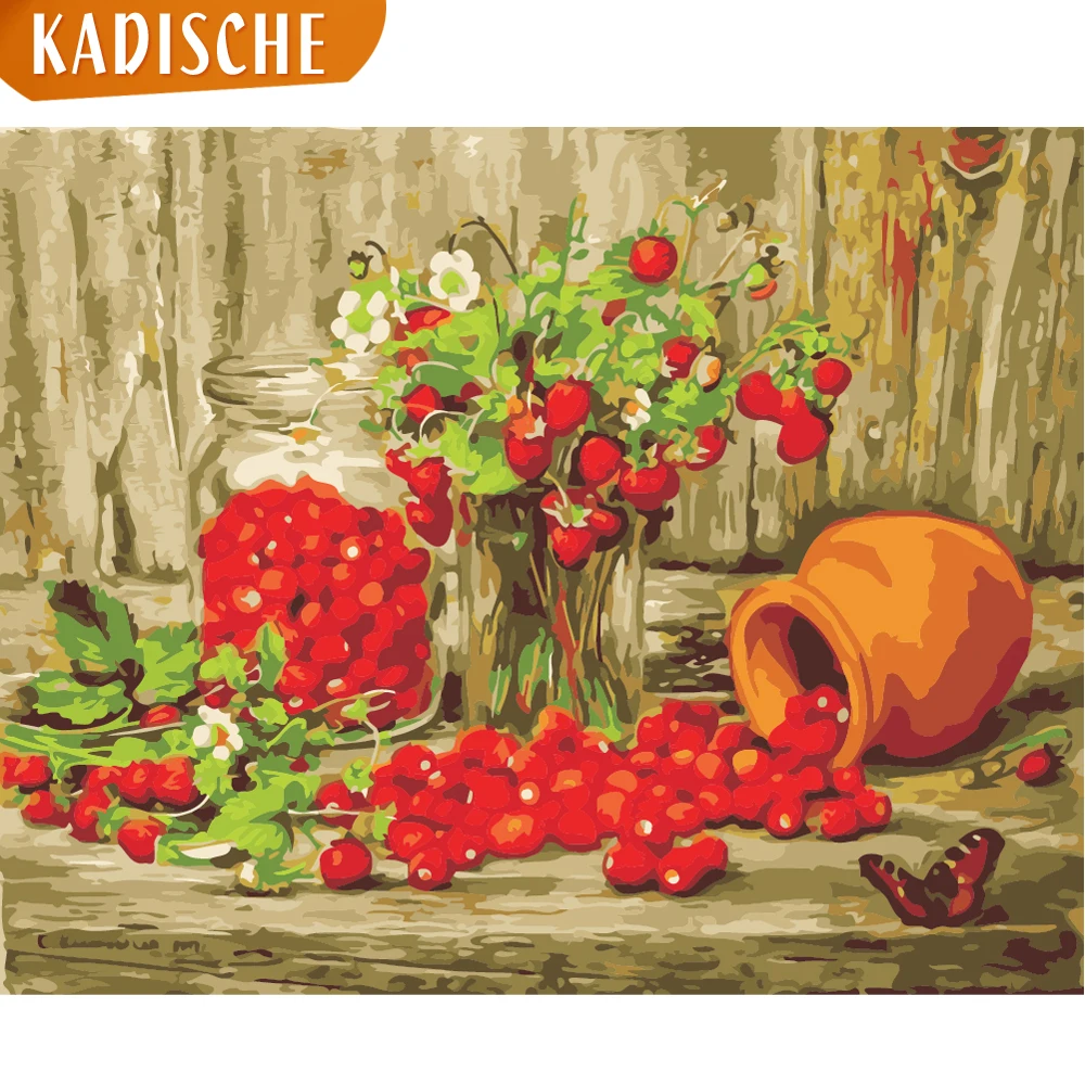 KADISCHE краска ing по номерам пейзажи DIY масляная Раскраска клубника холст краски