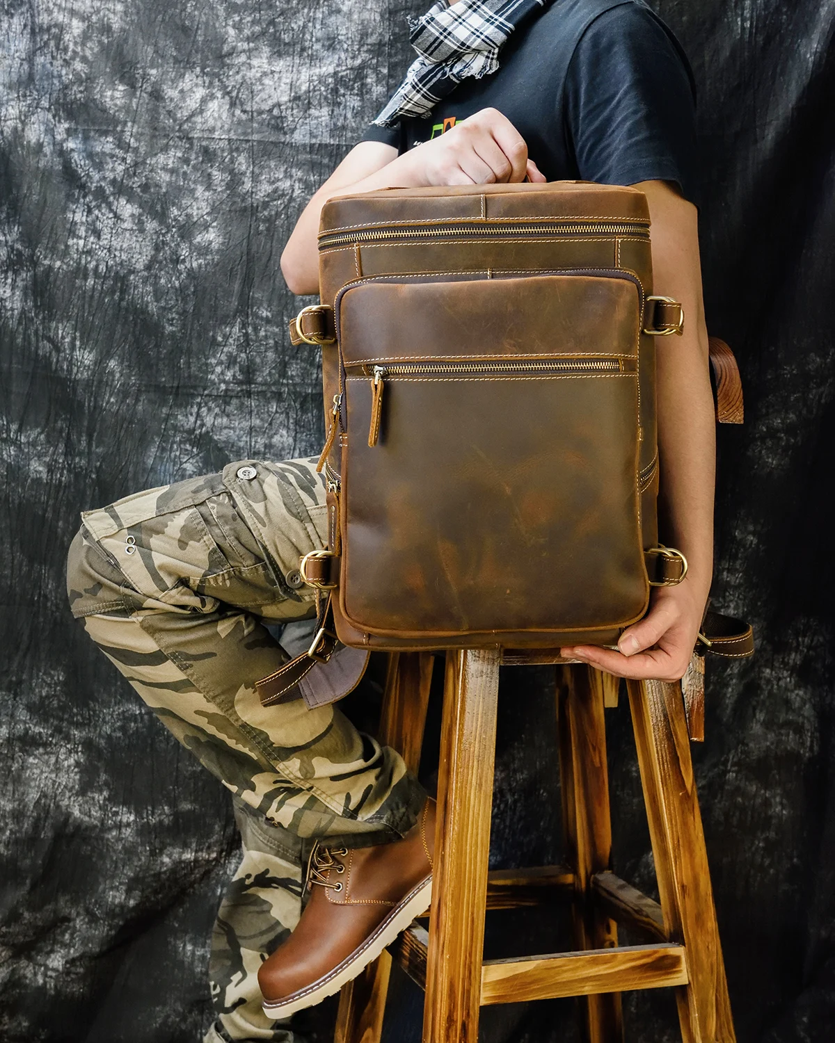 Большой Вместительный кожаный мужской рюкзак для путешествий crazy horse, повседневный рюкзак для ноутбука 15,6 дюймов из коровьей кожи, школьная сумка, рюкзак, сумка для путешествий