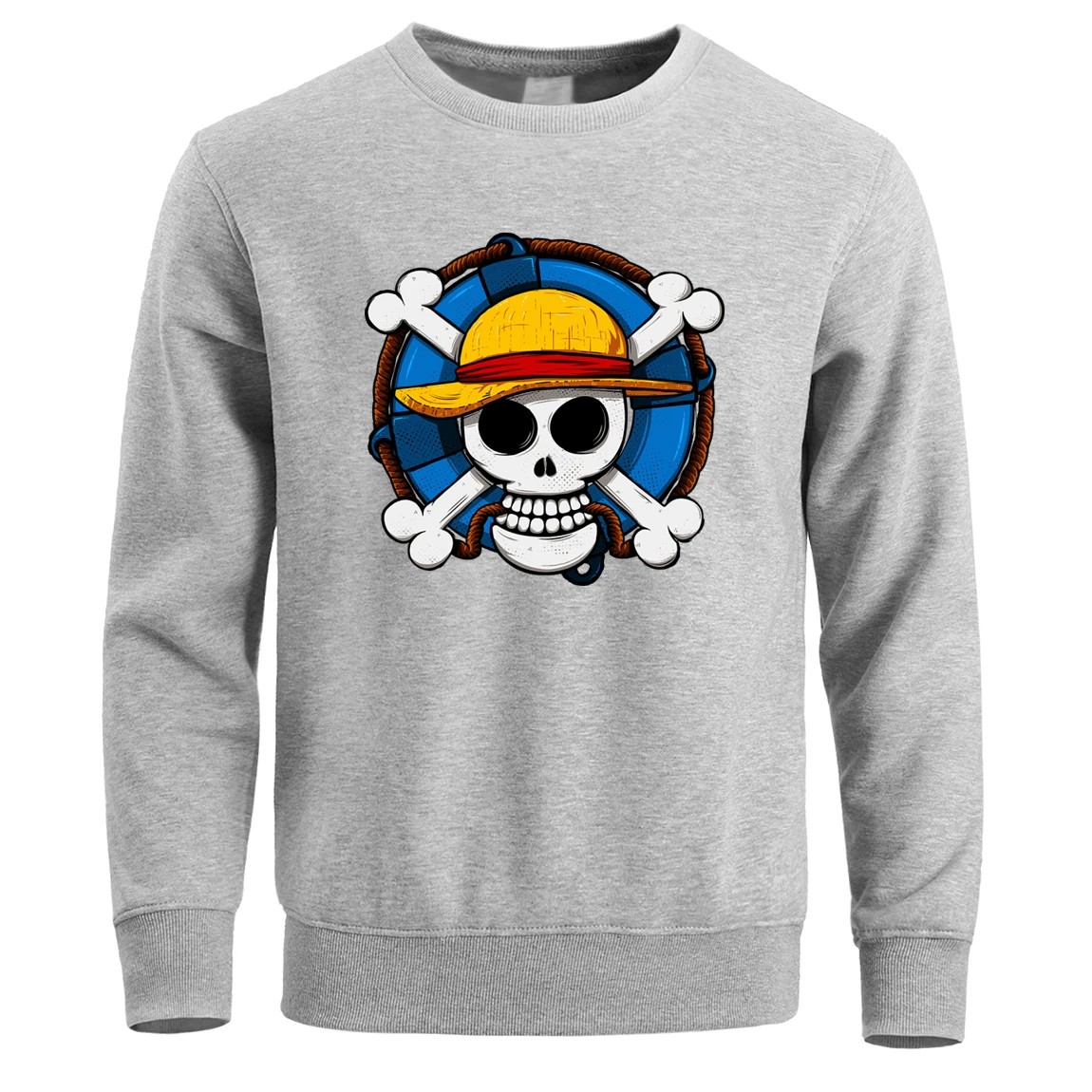 

The Straw Hat Pirates One Piece Sweatshirt Men Japanese Anime Crewneck Hoodie Sweatshirts Winter Fleece Warm Pullover Streetwear