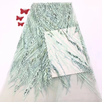 

Latest Lace Fabric France Nigeria Lace Fabric 2020 High Quality Sequins Africa Lace Fabric Wedding SZ0148