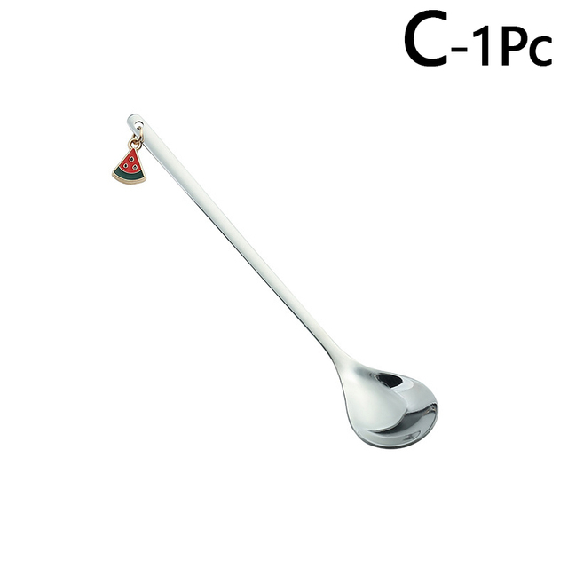 Fruit Pendant Coffee Spoons Teaspoon Mixing Stirring Dessert Spoon Table Decor Christmas Party Gift Kitchen Tool