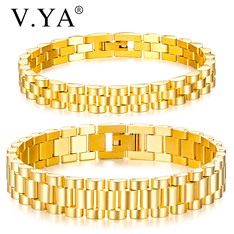 V. YA мужские браслеты из титановой стали, мужские браслеты из нержавеющей стали, золотые и черные женские ювелирные изделия, классические простые цепочки