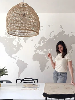 

Hand-woven rattan chandelier lampshade wicker lampshade