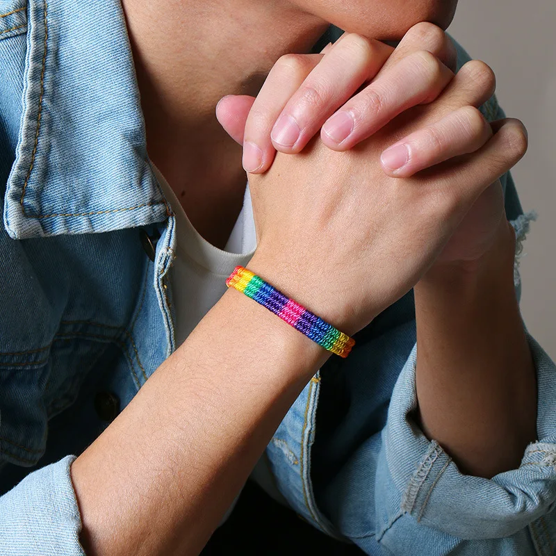 Радужный Браслет для лесбиянок Gays Bisexuals плетеный браслет ручной работы