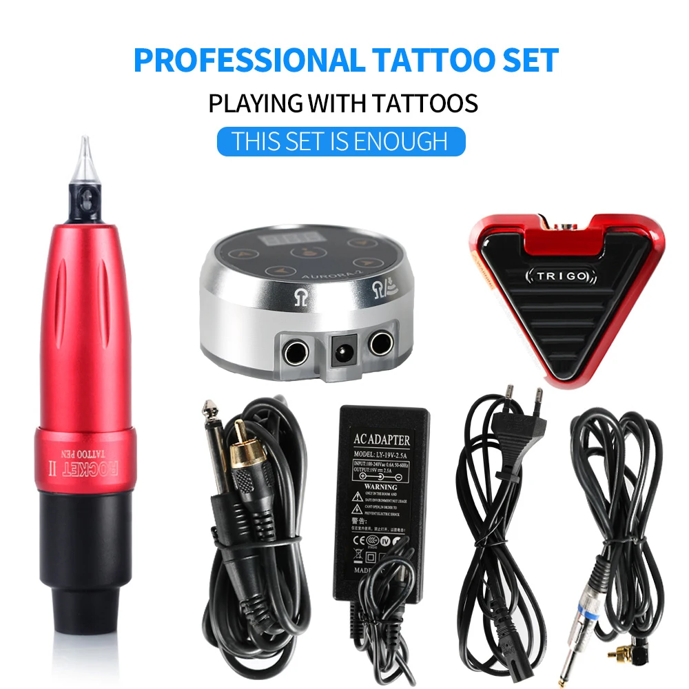 

Tattoo Kit Professional Tattoo Machine Gun Aurora II Power Supply Foot Pedal Permanent Makeup Tattoo set