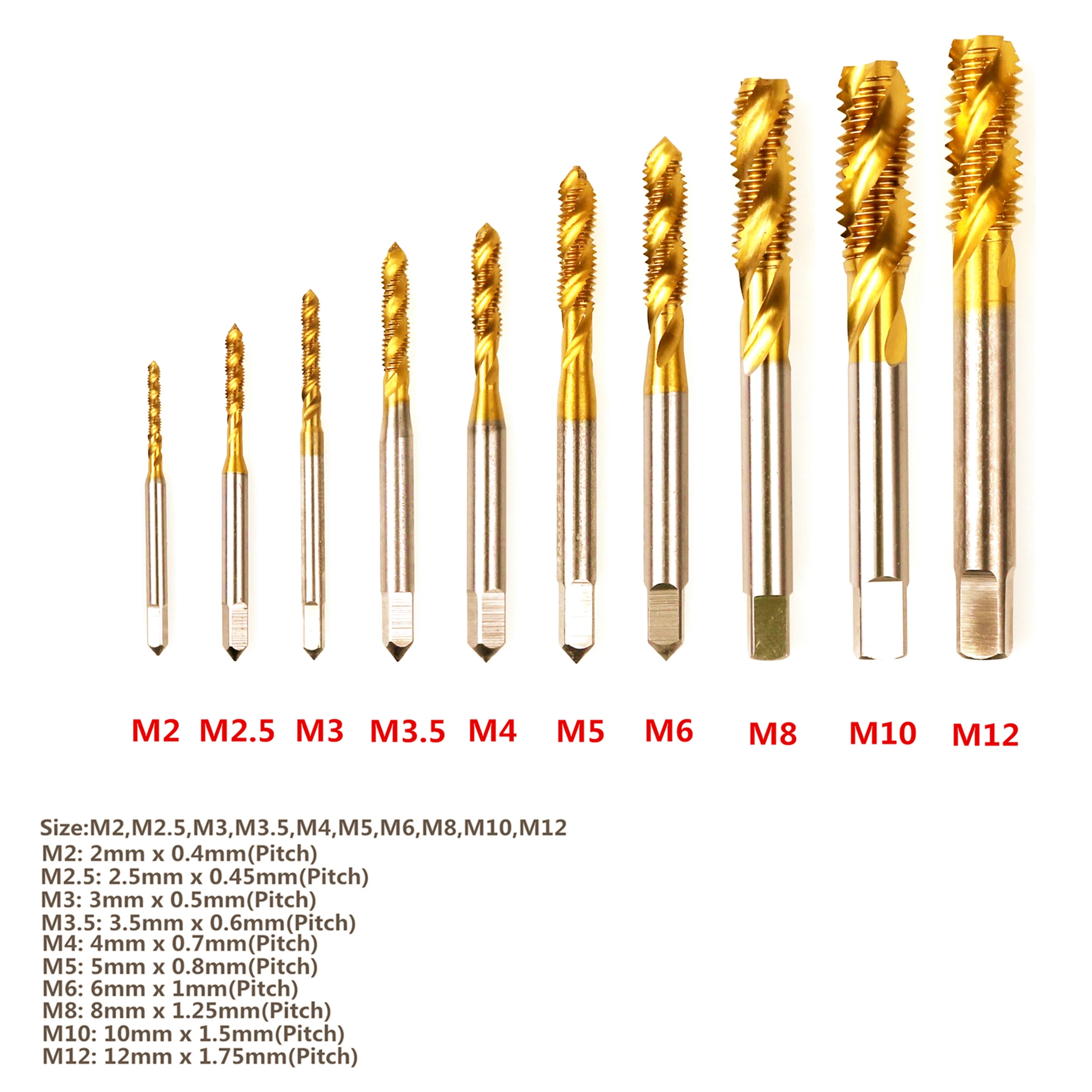 

M2-M12 Series HSS High Quality Metric SPRIAL Flute Thread Screw Tap Plug Tap