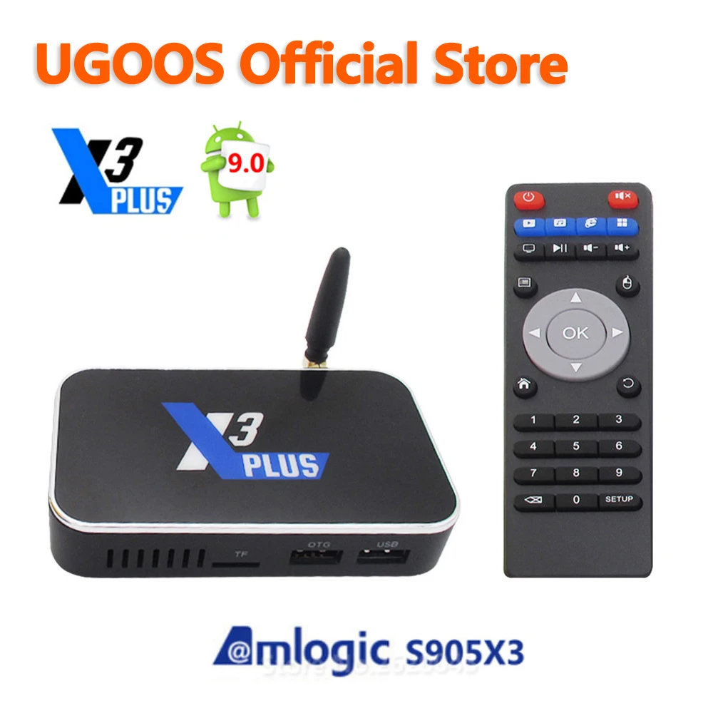 Смарт ТВ-приставка UGOOS X3 Plus Android 9 0 Amlogic S905X3 4 ГБ 64 2 4G 5G Wi-Fi 5 В 1000 А М Bluetooth 4K медиаплеер