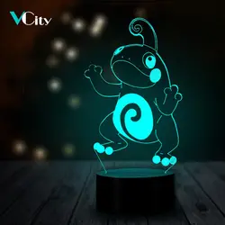 VCity 3D светодиодный USB лампа Politoed мультфильм Покемон Игры 7 цветов изменить Иллюзия лампы День рождения рождественские подарки для детей