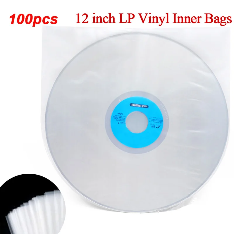 

100pcs 12'' PE Vinyl Record LP LD Record Plastic Bags Anti-static Record Sleeves Outer Inner Plastic Clear Cover Container