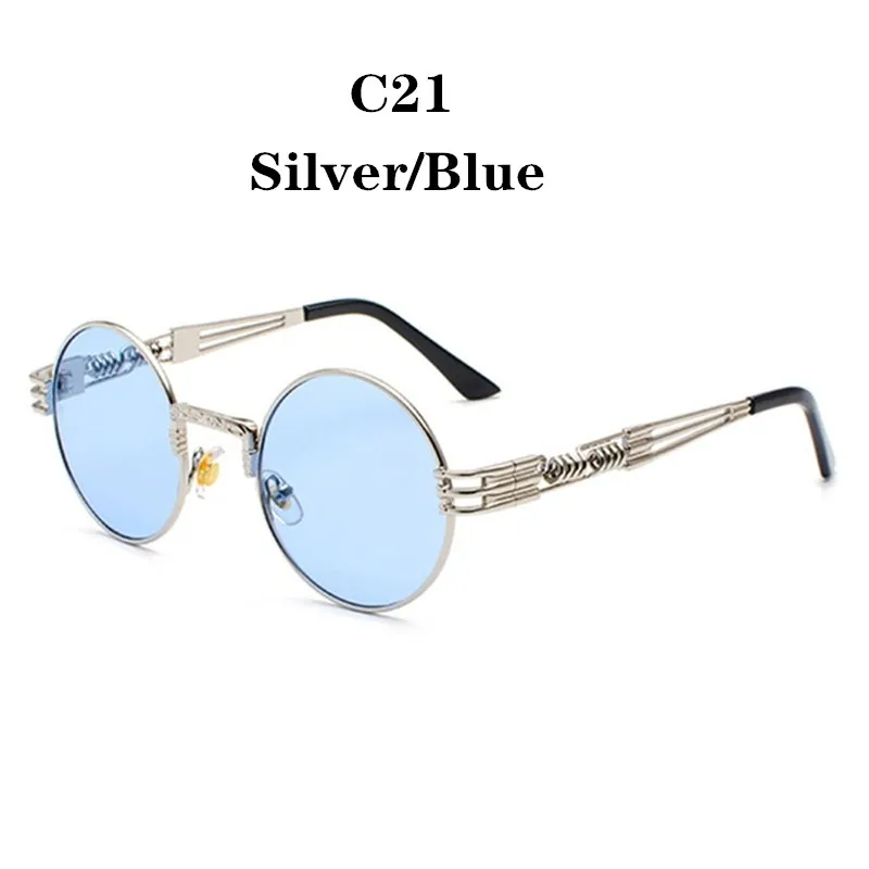 ZSS0099C21 AIMISUV, стимпанк, круглые солнцезащитные очки, мужские, готический сплав, оправа, круглая форма, солнцезащитные очки, wo, мужские, брендовые, дизайнерские, зеркальные, высокое качество - Цвет линз: ZSS0099C21