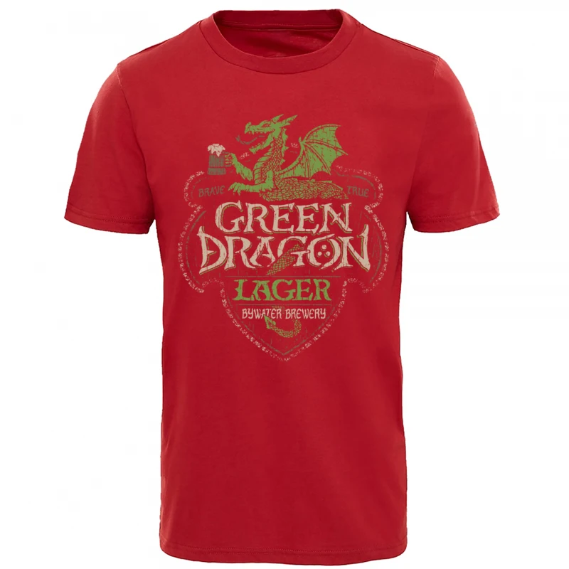 Casual Green_Dragon_Lager_7090 Mens T-Shirt Coupons Summer/Autumn Short Sleeve O Neck 100% Cotton Tops Shirts Casual Tops Shirt Green_Dragon_Lager_7090 red