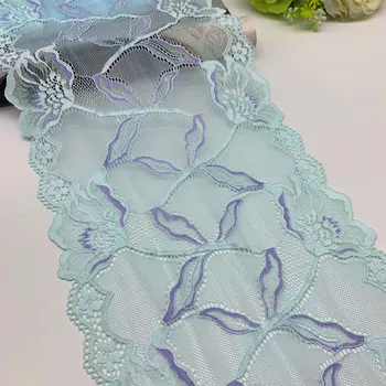 

3y/lot Width 23cm Sky Blue Shiny Stretch Lace Trim Shimmer For Clothing Accessory Dress Sewing Applique Costume Lace Fabric Foil