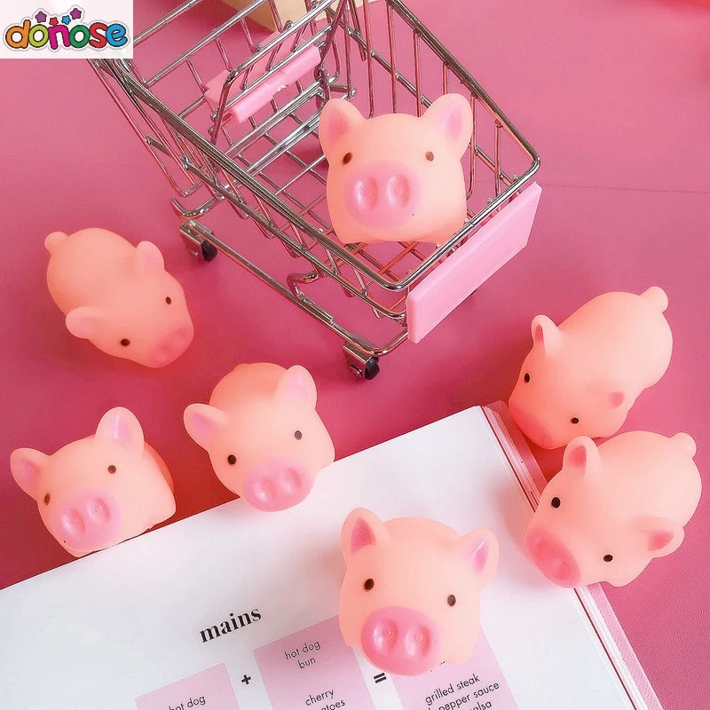 1Pc Funny Cartoon Squishy Pink Pig Sheep Carrot Mochi TPR Squeeze Straps DIY Decor Accessories Fun Joke Toy Gift Antistress Toys