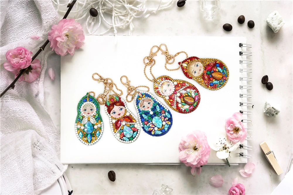 HUACAN Christmas Diamond Painting Keychain Diamond Embroidery Sale Keyring Bag Decorations Cartoon Handmake Gifts