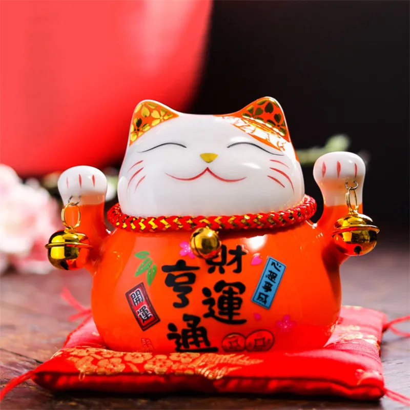 C 6 цветов 4,5 дюймов Maneki Neko фарфор Lucky Cat домашний декор копилка украшения Фортуна милый кот Копилка фэн шуй ремесло - Цвет: C
