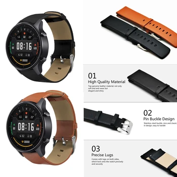

Leather Strap For Xiaomi Watch Color Watchband Strap 22mm Double-Sided Cowhide Leather Replacement Watch Band