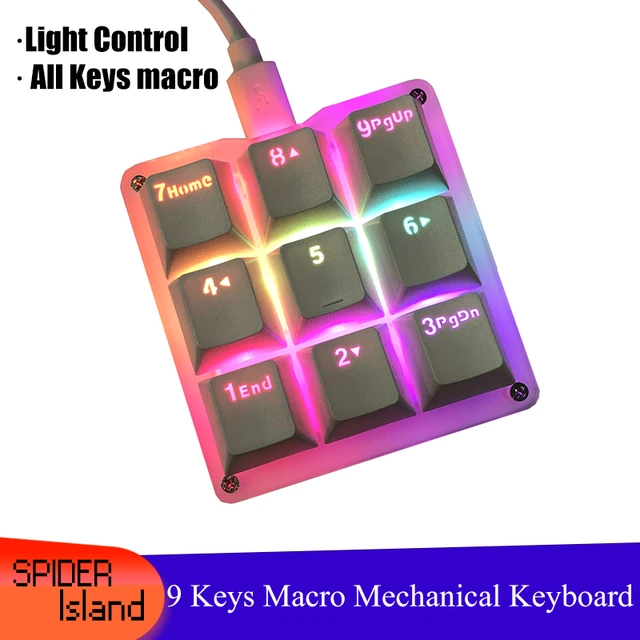 Teclado Macro Programável, 9 Teclas 3 Botões Pequeno Macropad