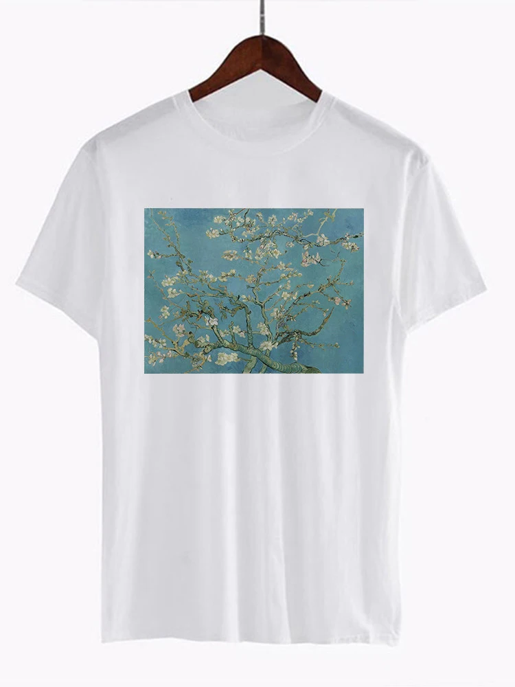 Van Gogh Art футболка Женская Топ Футболка с масляным принтом женская новая уличная Повседневная футболка графическая футболка в стиле Харадзюку Femme - Цвет: WTQ0815