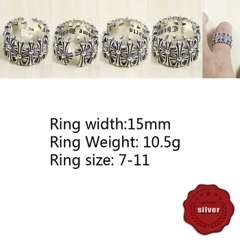 

A64 S925 Sterling Ring Personalized Fashion Retro Punk Hip-hop Style Simple Cross Around Shape To Give Friends Gifts Party